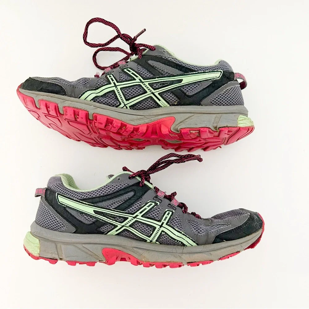 Asics Hiking Shoes Gel Sonoma Gray Pink Green Athletic Trail Running Shoes 8.5 - Picture 4 of 8